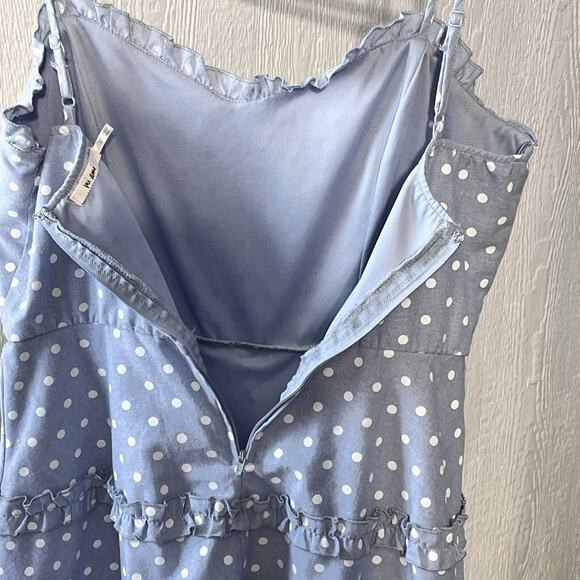 Mi Ami Mini Polka Dot Dress Spag Sraps Sweetheart Neckline Coquette Tiered SZ L - Picture 7 of 12
